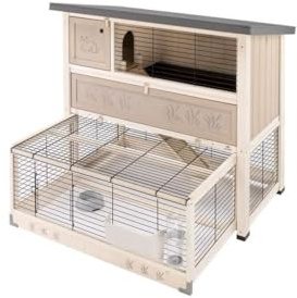 Ferplast Clapier d'Extérieur Ranch 120 Max en Bois FSC, Deux étages, Rez-de-chaussée Amovible, Accessoires Inclus