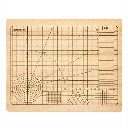 getDigital 11780 Tabla de Corte de Alta Precisión de Madera de Haya sin Tratar con Ángulos y Formas Geométricas 31 x 25 x 2 cm