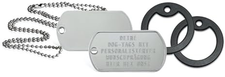2 Stück personalisierte Erkennungsmarken | Dog Tag Kette mit Prägung | inklusive 2 Ketten & 2 Silencer im Set | diverse Texte und Motive möglich | Rambo | Militär Ausrüstung (Silberfarben matt)