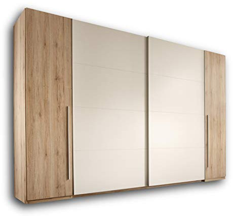 MATCH Eleganter Kleiderschrank mit viel Stauraum - Vielseitiger Schwebetürenschrank in Eiche San Remo Optik, Weiß - 270 x 226 x 60 cm (B/H/T)