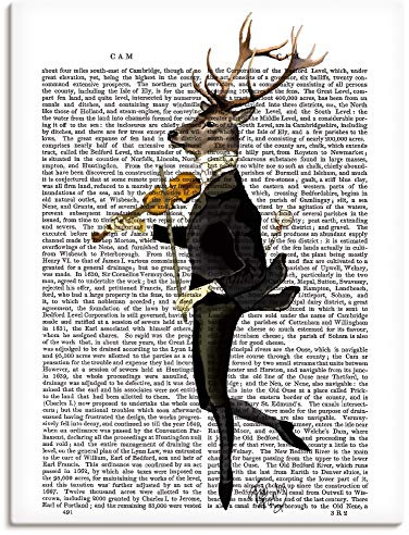 ARTLAND Wanddeko Leinwand Bilder Wandbild 60x80 cm Hirsch Musik Skandinavisch Tiere Humor Modern Kunst Lustig J9GL