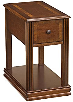 Signature Design by Ashley Breegin Chair Side End Table, 1 Drawer, 1 Fixed Shelf, Veneers, Wood, 13.13 W x 22.13 D x 23 H, Brown