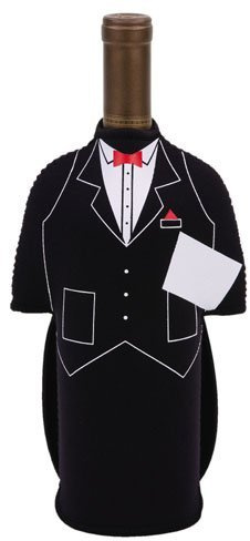 Shop123go-Cooler Custume Pary Butler Wine Bottle Jacket, Black