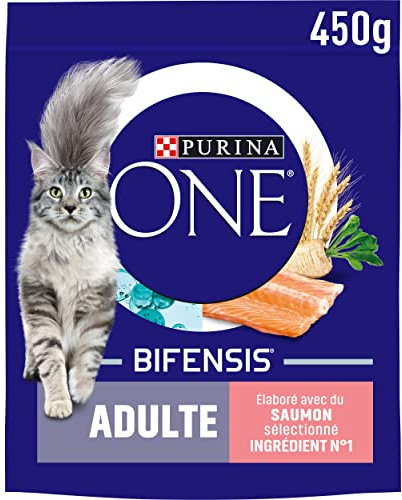 PURINA ONE | BIFENSIS | Chat Adulte | Renforce le système immunitaire, l'équilibre du microbiome et aide à maintenir un système urinaire sain | Croquettes | au Saumon | Sac | Lot de 10 x 450 Kg