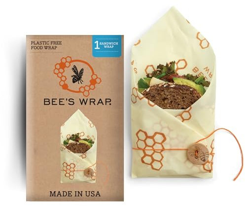 Bee’s Wrap Single Sandwich Wrap, 33 x 33 cm / 13 x 13 inch, Beige
