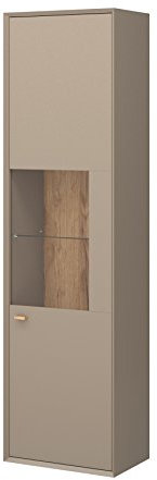 Germania 2331-245 Standvitrine Calvi, Steingrau/Navarra-Eiche-Nb., 35 x 55 x 198 cm