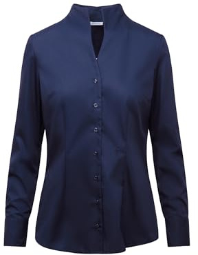 Seidensticker Damen Women Slim Longsleeve Cotton Bluse, Dunkelblau, 38 EU