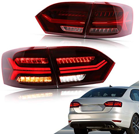 VLAND Led Tail lights Compatible with Je-tta 2011-2014 Sagitar 12-15 (Not Fit GLI & Led Version), Full LED Rear Lamp Assembly w/Left Fog Light w/Sequential Red
