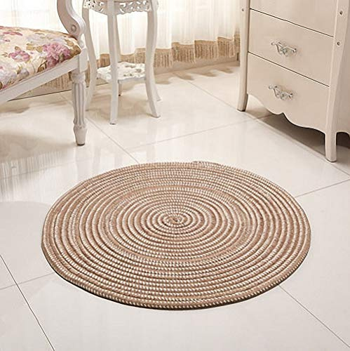 Nicole Knupfer Handgjord rund matta för vardagsrum, sovrum, badrum, barnrum – tatami (beige, 60 x 60 cm)