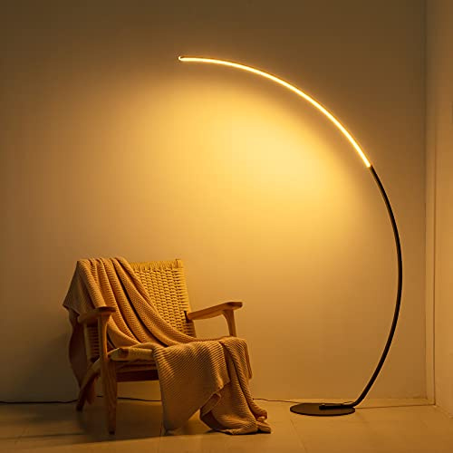 NUÜR Arc Floor Lamp, 67 Tall Black Gold LED Modern Standing Floor Lamp with Remote Control, Arched Bright Floor Lamps for Living Room Bedroom Office Home (Black)