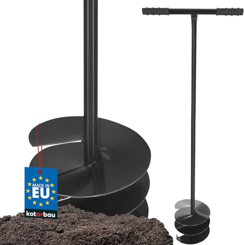 KOTARBAU® Ahoyadora Manual 170 mm, Taladro de Tierra Manual, Perforadora de Suelo con Mango en T Antideslizante, Barrena de jardín, Perforador de Mano, Broca Espiral de Tierra, Plantador Cavahoyos