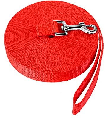 NavoX Trainingsleine für Hunde, 20m Nylon-Leine für Wandern, Camping, Jagd, Hinterhof rot