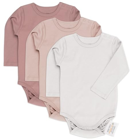 Laloona Pack Body Bebé Algodón - 3 Ud. Bodies Bebe Manga Larga, para Niña y Niño Recién Nacidos con Certificado OekoTex 100, Ropa Bebé