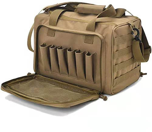 WAOBE Bolsa de Rango de Pistola táctica Bolsa de Lona de Tiro con Pistola Bolsa de Accesorios de Equipo de munición para Revista de Pistolas para Deportes de Campo de Tiro de Caza/Tan