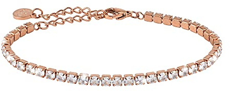 GD GOOD.designs Pulsera de tenis para señoras de plata y oro I Pulsera de circonitas cúbicas I Pulsera con piedras de cristal (3mm) (Oro rosa)