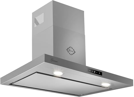 GURARI Wandhaube CH 5001+ Umluft, Edelstahl Dunstabzugshaube 90 cm | 1000 m³/h Leistung | Randabsaugung | Touch-Sensorsteuerung | Abzugshaube mit flexiblem Abluft- und Umluftbetrieb