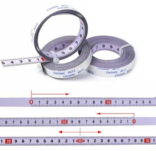 3 Rolls Self Adhesive Tape Measure Metric Scale Miter Track Tape Steel Workbench Ruler Adhesive Backed Sticky Measuring Tape for T-Track Router Table Band Saw Woodworking Tool (1 Mtr)