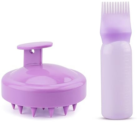 Applicateur d'huile capillaire avec brosse de massage de la tête, bouteille de coloration, bouteille de coloration des cheveux, peigne à racine, applicateur, bouteille de massage pour coloration,