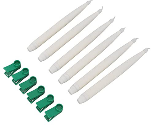 NOENNULL 6 candele a clip per albero di Natale, candele a LED coniche con clip, candele coniche senza fiamma a batteria per hotel, bar, decorazione domestica, chiese, templi,
