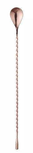 HENDI Cucchiaio da bar, BarUp, cucchiaio da cocktail a spirale, bar, barman, barista, cucchiaio miscelatore da cocktail con manico lungo, 385x35 mm, acciaio inox placcato rame