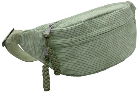 Bauchtasche Cord Damen Umhängetasche Cords mit Schultergurt Einstellbar Modische Cord-Hüfttasche Freizeit Sport Hüfttaschen Grün Crossbody Bag für Damen, Herren