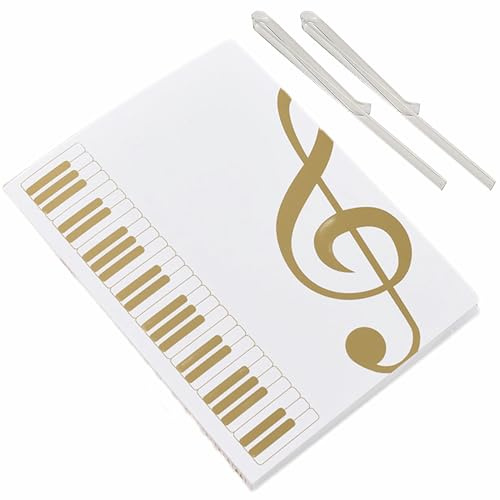 Syiyunran A4 Notenbuch für Chor, Weiß, 80 Seiten, aus Kunststoff, wasserdicht, pentatonisch, Kunst, Klavier, Gitarre, Ordner mit 2 transparenten Registerclips