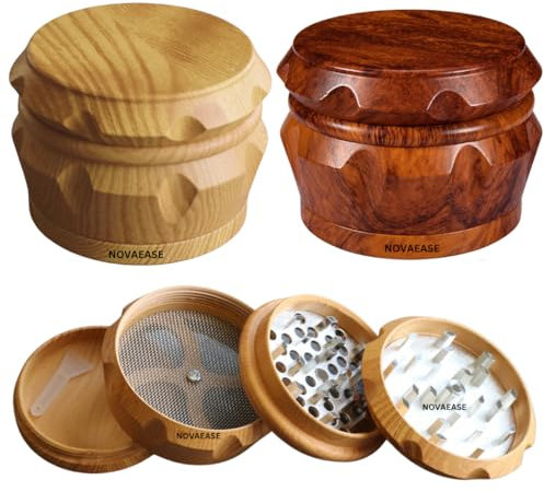 Novaease Herb Grinders, Wood Grinder for Dry Herb Portable Metal Grinder, Wooden 40mm