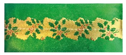 Christmas Cake Frill, Green Foil Holly Trim, Fits 11in Round Cake 86cm
