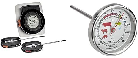 TFA Dostmann Smart Wireless BBQ Thermometer Hyper BBQ, 14.1513, mit App, für Smoker oder Grill + Analoges Bratenthermometer aus Edelstahl, 14.1028, ideal als Fleischthermometer, Geflügel, Fisch