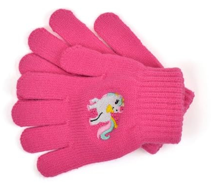 A2Z 4 Kids Guanti termici invernali da ragazza, guanti da equitazione con dita intere, elasticizzati, motivo ricamato, taglia unica, adatti per bambini dai 5 ai 13 anni, Unicorno, Taglia unica