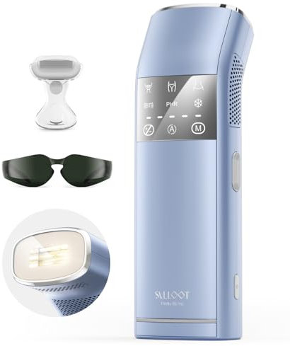 27J Doble Luz IPL Depiladora Laser, Pulso Cuádruple, Enfriamiento de Zafiro a 2℃, Modo PHR para Vello Rebelde, Depiladora Luz Pulsada para Piernas, Bikini, Axilas, Cara, Cuerpo