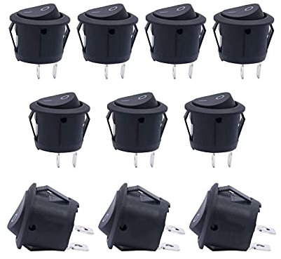 Interruttore a levetta 10 pezzi AC 250 V/6 A, 125 V/10 A, nero, ON/OFF SPST 2 pin 2 posizioni Interruttori a bilanciere for mini barche Interruttore a levetta a bilanciere