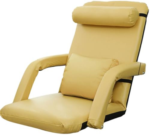 Gaming-Bodenstuhl mit Armlehnen und Rückenlehne, 6 einstellbare Positionen, Chaiselongue für den Innenbereich, Bett, mit einem Wischtuch zu reinigen, mit Kopfstütze und Lordosenstütze, mehrf