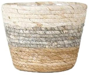 AHIOJEGX Cache Pot en Osier Panier à Plantes en jonc de mer tissé, 3 pièces, Pots de Plantes d'intérieur, jardinière avec doublures en Plastique, Pot de Fleur décoratif for l'extérieur(L)