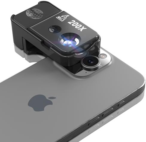 Shiptree 200X Handy Mikroskop mit LED-Licht, Mini-Mikroskop mit CPL für Smartphone Kamera, Taschenmikroskop für Explore Micworld Digitales Kompatibel mit iPhone/Samsung/Xiaomi/Huawei