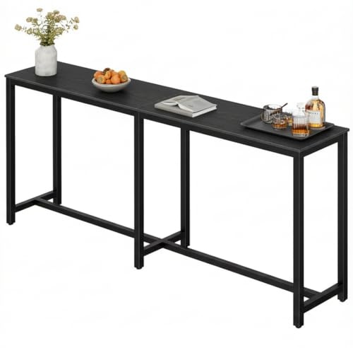 Homleke 71 L Narrow Bar Table, Counter Height Pub Desk, Black