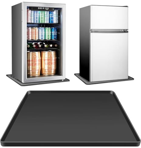 Silicone Refrigerator Mat - 60 x 60cm Anti-Slip Washing Machine Mat with Raised EdgeFridge Protector Mat Prevent Water Leaks Floor Protector Mat Fridge Wine Cabinet Drip Tray (Black) | Raised EdgeFridge Protector Mat Prevent Water Leaks Floor Protector Mat Fridge Wine Cabinet Drip Tray (Black)