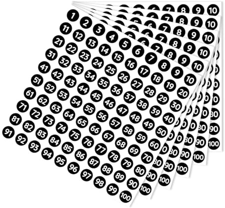SUNNIFLY Adesivi Numerici Impermeabili 1-100, 30 Fogli Etichette Numerate con Codice a Barre, Resistente ad Acqua, Calore e Usura, per Organizzazione Industriale, Magazzino, Ufficio