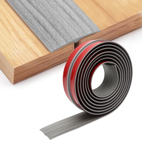 Umllpet Barre de Seuil Autoadhésive 300cm x 5cm, Profil de Transition pour Sols, PVC Décoratif Gris Bois Compatible Parquet, Carrelage, Stratifié, Installation Facile sans Percage
