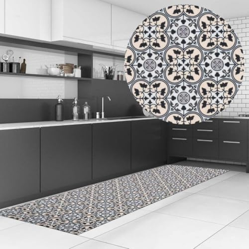 Profolio Küchenläufer rutschfest & waschbar - Moderner Küchenteppich in Liberty - Teppich für Küche, Flur & Wohnzimmer - Weiche & langlebige Antirutschunterlage - Made in Germany - 200 x 52 cm