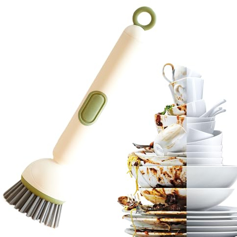 Zestivra Spazzola per lavare i piatti, spazzola rotante per pulire i piatti, ricaricabile, con manico lungo, utensili da cucina per la casa, pentole, padelle, stufe, fessure, bottiglie, lavastoviglie