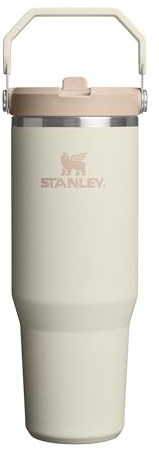 Stanley 1913 Flip Straw Tumbler Water Bottle with Straw 0.89L - Keeps Cold for 12+ Hours - Easy to Carry - Dishwasher Safe - Stainless Steel Thermal Flask - BPA-Free Travel Mug - Cream