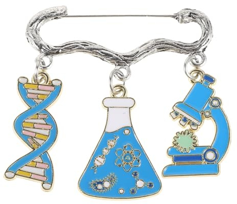 Veemoon Broche Scientifique en Métal Émaillé – Modèle Microscope et Double Hélice Adn – Accessoire Unique pour Paquet, Fête Scientifique et Rentrée Scolaire – Présent Thématique