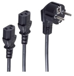 Shiverpeaks Y-Kabel, Schutzkontaktstecker /2x Kaltgeräte, 1,8m