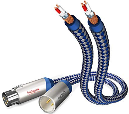 inakustik – 0040503 – Premium Stereo Audiokabel (XLR) | Für kraftvollen und dynamischen Klang dank eines hohen Kupfergehaltes | 3,0m in Blau/Silber | 2-fache Abschirmung - Vollmetallstecker - moderner Geflechtschirm