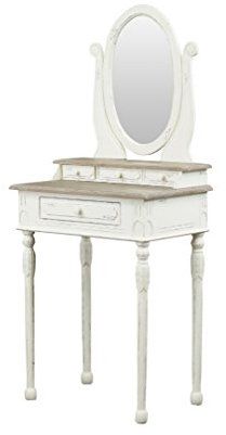 Baxton Studio Anjou, tavolino da toeletta tradizionale francese con specchio, bianco
