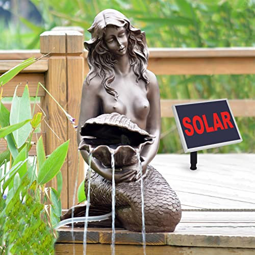 Solar Gartenbrunnen SPRINGBRUNNEN GARTENBRUNNEN SOLAR ZIERBRUNNEN Teichpumpe Set BRUNNEN Solar Meerjungfrau - SOLARBRUNNEN GARTENTEICH BRUNNEN SETVOGELBAD WASSERSPIEL für Garten, Terrasse, Teich