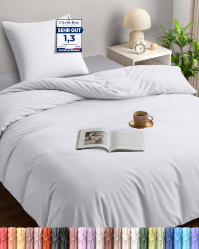 Utopia Bedding Bettwäsche 135x200 cm + 1 Kissenbezug 80x80 cm, Weiß | Bettbezug Mikrofaser mit Reißverschluss, Oeko-TEX Zertifiziert, Einfache Montage – ideal für Zuhause und Hotels