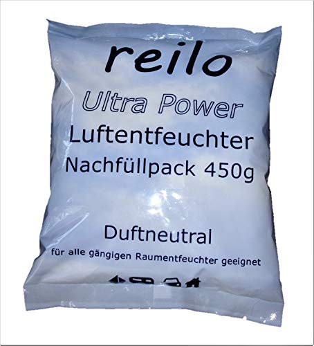 reilo 12x 450g Ultra Power Luftentfeuchter Granulat, Raumluftentfeuchter im Vliesbeutel, Nachfüllpacks für Entfeuchterboxen 450 bis 1200 g, Lufttrockner für Wohnräume, Schlafzimmer, Keller