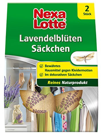 Nexa Lotte Lavendelblüten-Säckchen, Schutz vor Motten in Kleiderschränken, Schubladen und Truhen, 2 Säckchen